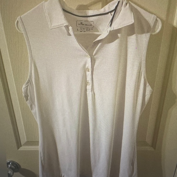 Peter Millar Tops - Peter Millar White Sleeveless Polo Tank with Three-Button Placket
